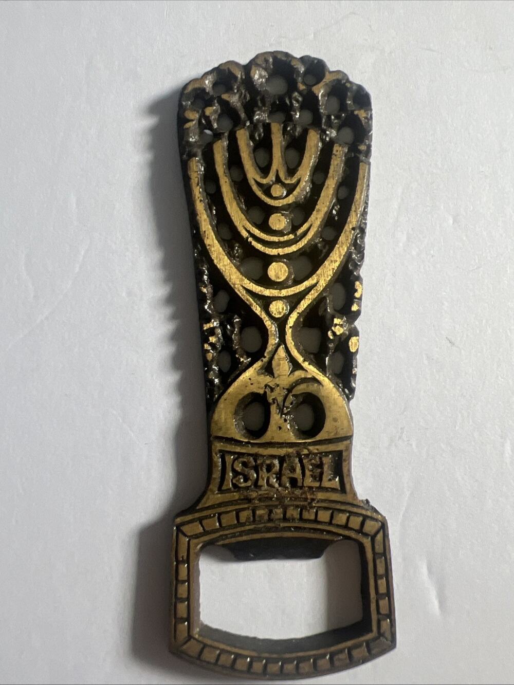 Vintage Brass Enamel Bottle Opener Made In Israel
